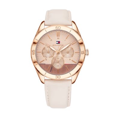 Rose Gold Watch With Leather Band 