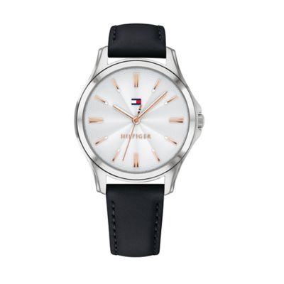 tommy hilfiger watch white leather strap