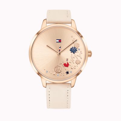 tommy hilfiger women's leather watch