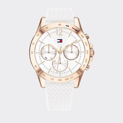 tommy hilfiger watch women's white silicone strap