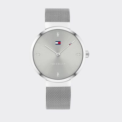 tommy hilfiger men's stainless steel mesh strap watch