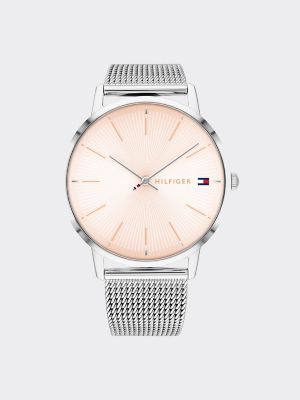 tommy hilfiger black stainless steel mesh bracelet watch