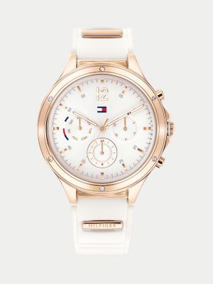 tommy hilfiger watch women's white silicone strap