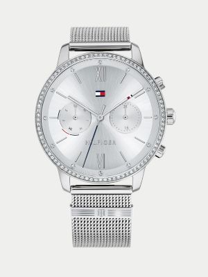 tommy hilfiger black stainless steel mesh bracelet watch