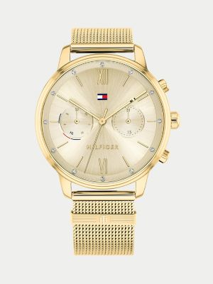 Gold-Plated Watch With Mesh Bracelet 