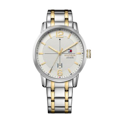 tommy hilfiger silver and gold watch