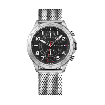 tommy hilfiger black stainless steel mesh bracelet watch