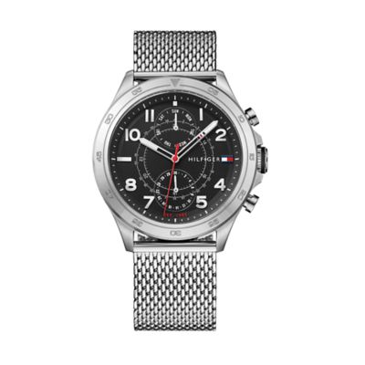 tommy hilfiger men's stainless steel mesh strap watch