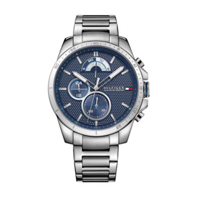 tommy hilfiger men's silver watch