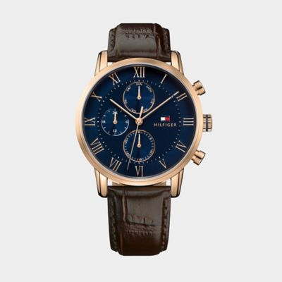 tommy hilfiger watch men's leather strap