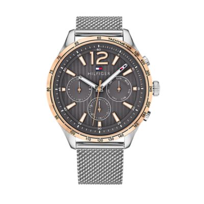 tommy hilfiger men's stainless steel mesh strap watch