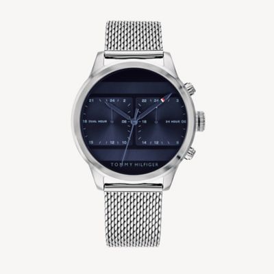 tommy hilfiger men's stainless steel mesh strap watch