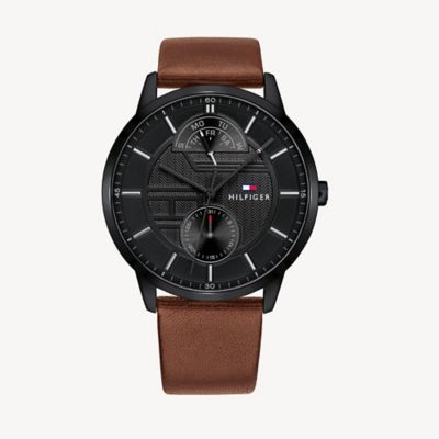 tommy hilfiger brooklyn leather watch 40mm