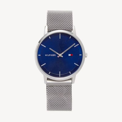 tommy hilfiger men's stainless steel mesh strap watch