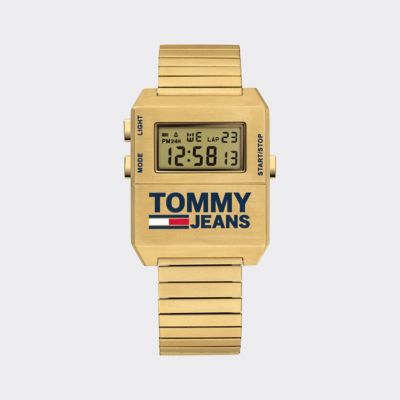 gold plated digital watch