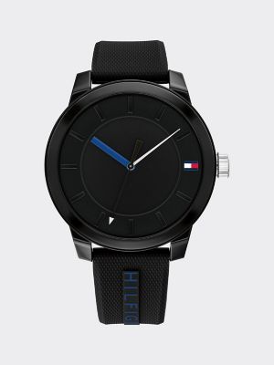 Black Sport Watch With Silicone Strap 