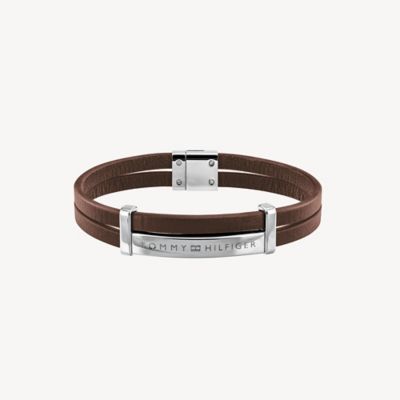 tommy hilfiger brown leather bracelet