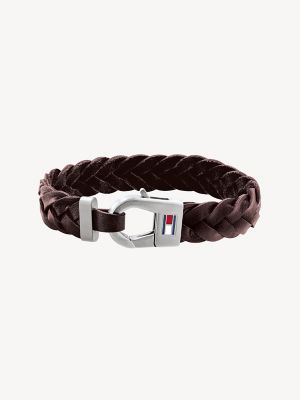 tommy hilfiger brown leather bracelet