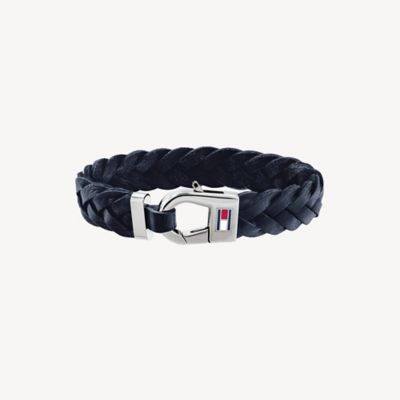 Navy Braided Leather Bracelet | Tommy 