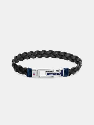 Braided Black Leather Bracelet | Tommy 