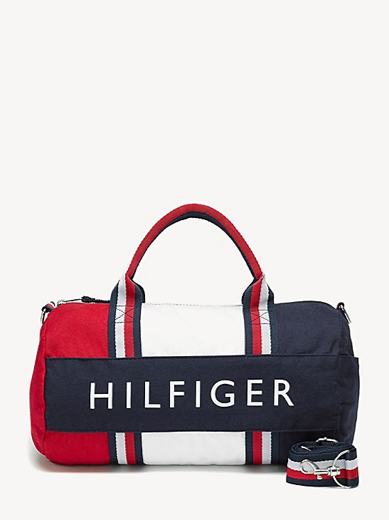 Red Tommy Hilfiger Colorblock Duffle Bag