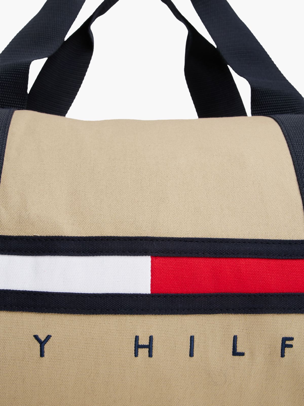 Flag Stripe Logo Duffel Bag — Khaki Sand