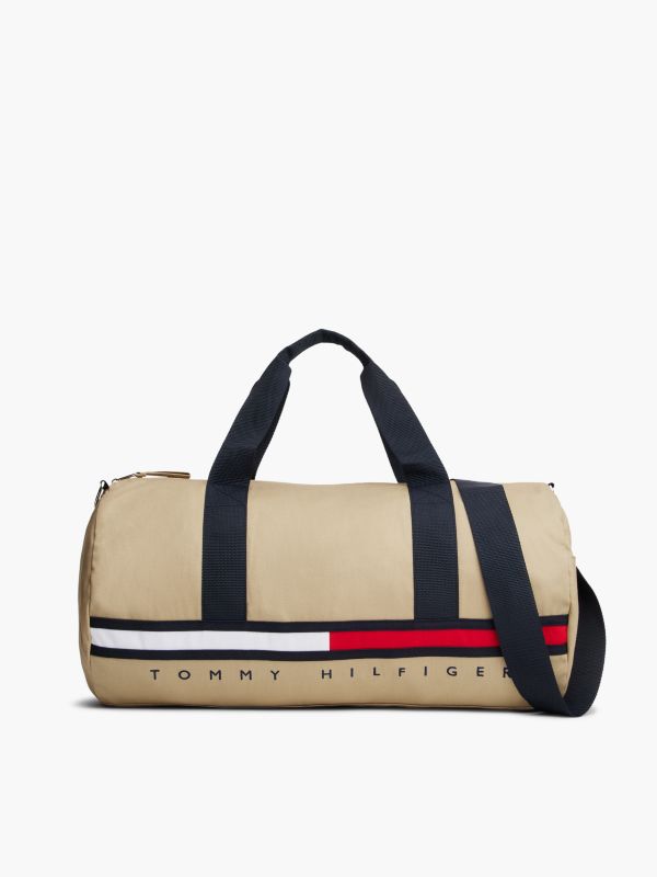 Flag Stripe Logo Duffel Bag — Khaki Sand