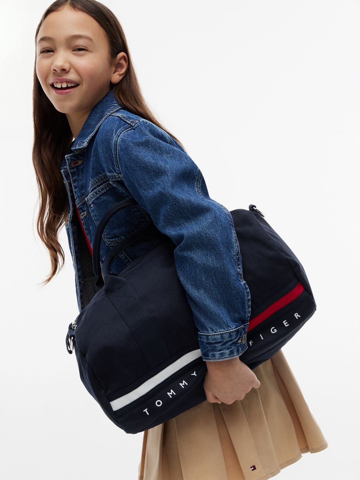 Kids' Flag Stripe Logo Duffel Bag — Sky Captain