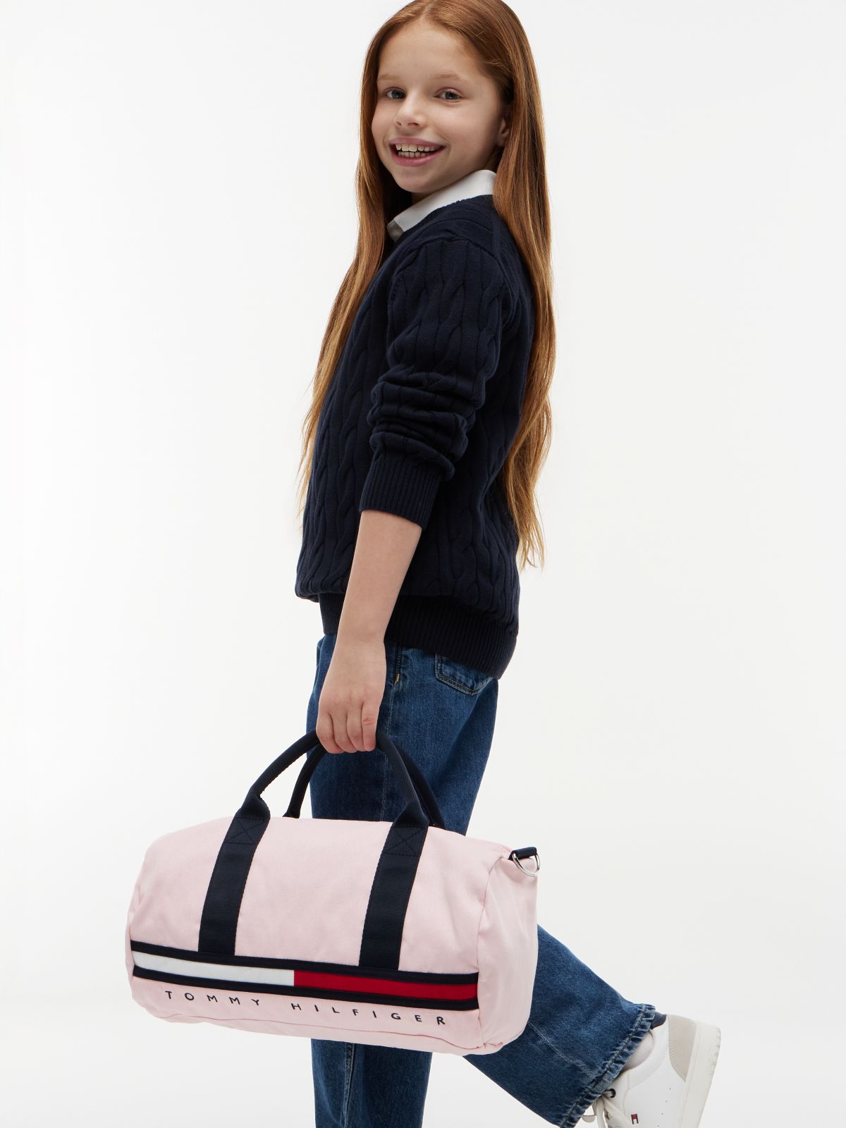 Kids' Flag Stripe Logo Duffel Bag — Rose Shadow
