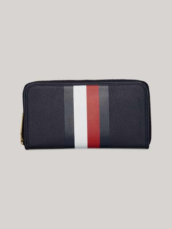 Large Stripe Wallet — Tommy Navy