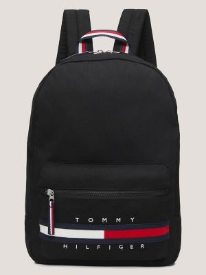 Tommy Flag Canvas Backpack, Black