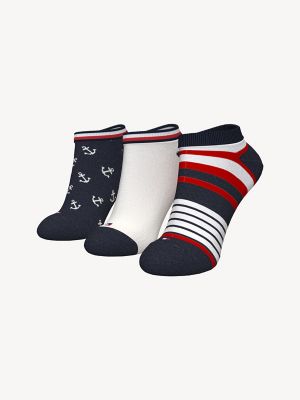 Tommy Hilfiger Women's Ankle Sock 3Pk Masters Navy/Multi -