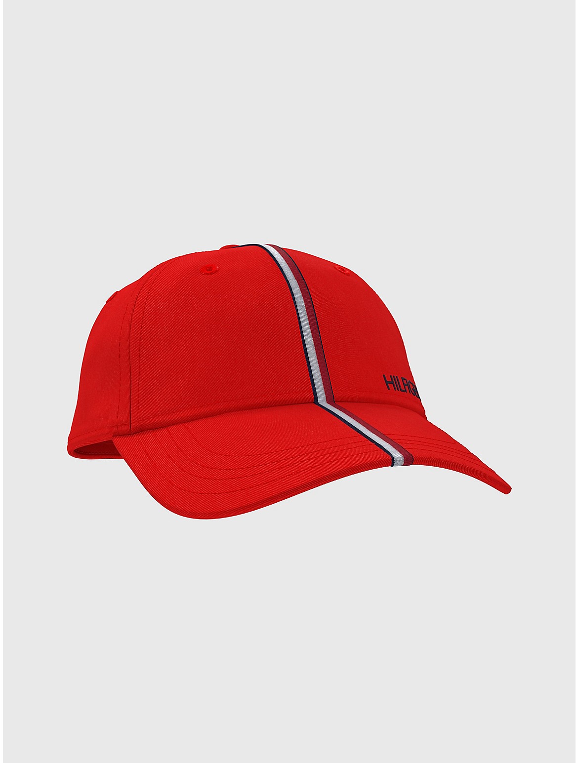 Tommy Hilfiger Men's Logo Stripe Baseball Cap - Red