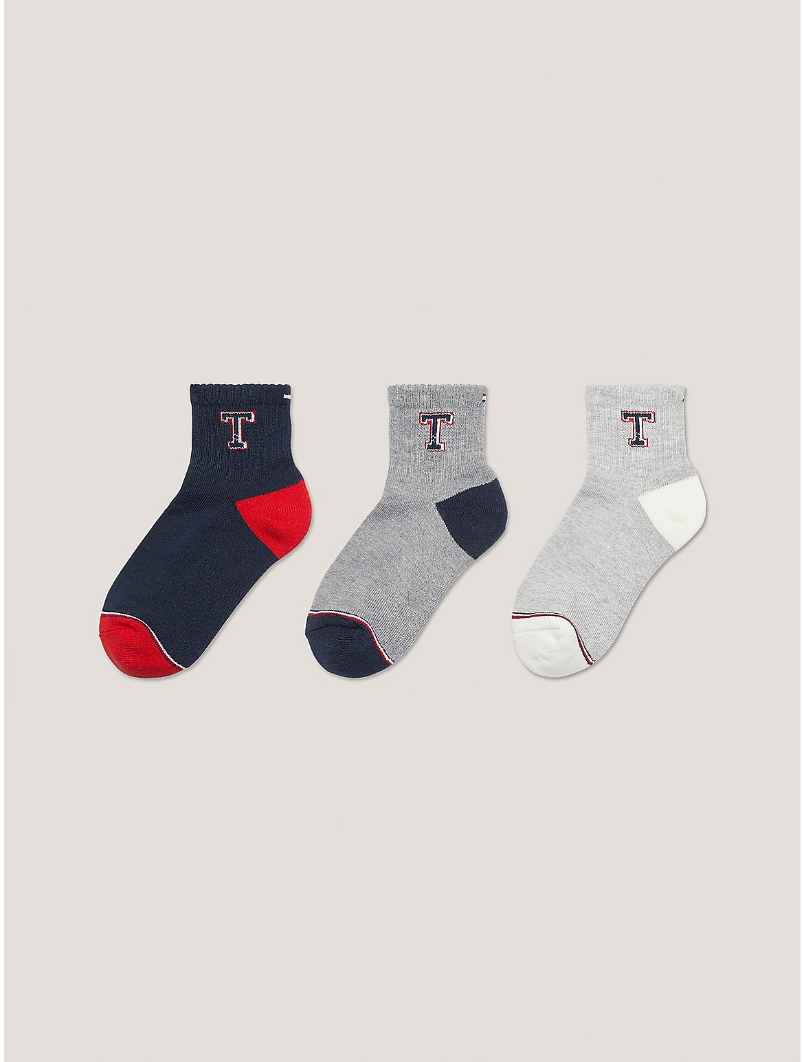 Tommy Hilfiger Boys' Kids' Quarter Top Sock 6-Pack - Grey - S