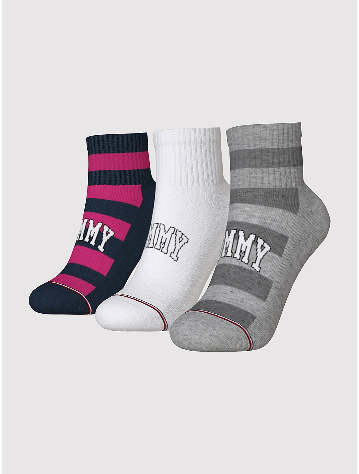 Tommy Hilfiger Girls' Kids' Quarter Top Sock 3-Pack - Multi - M