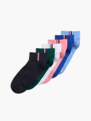 Signature Sport Quarter Top Sock 6-Pack, Light Blue/Multi
