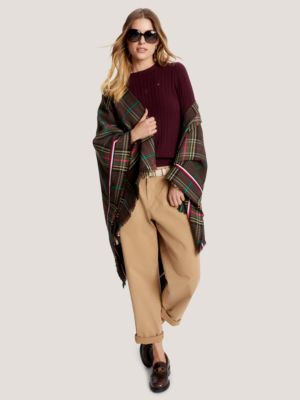 Plaid Cape, Army Green/Multi