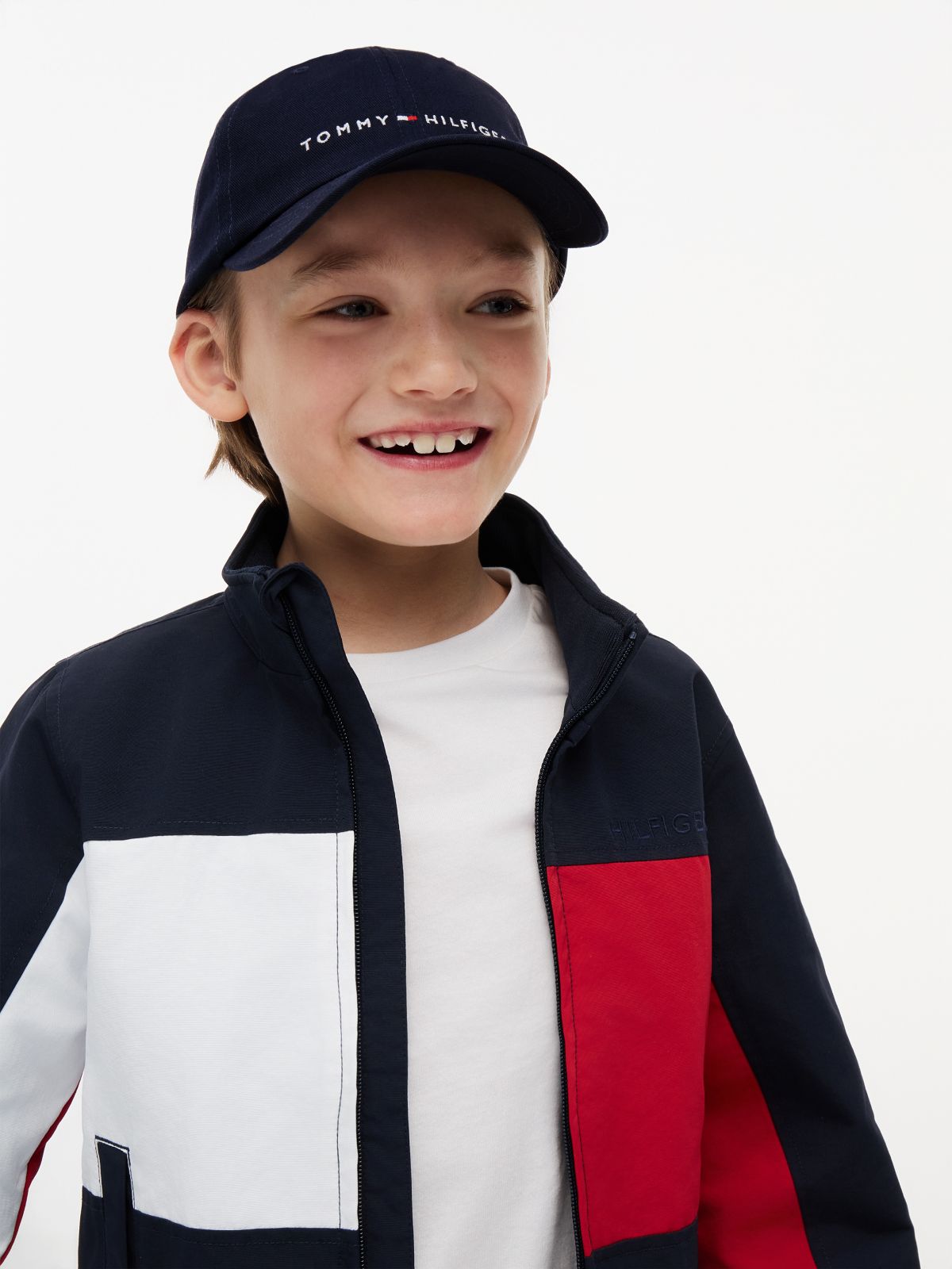 Kids' Tommy Logo Baseball Cap — Navy