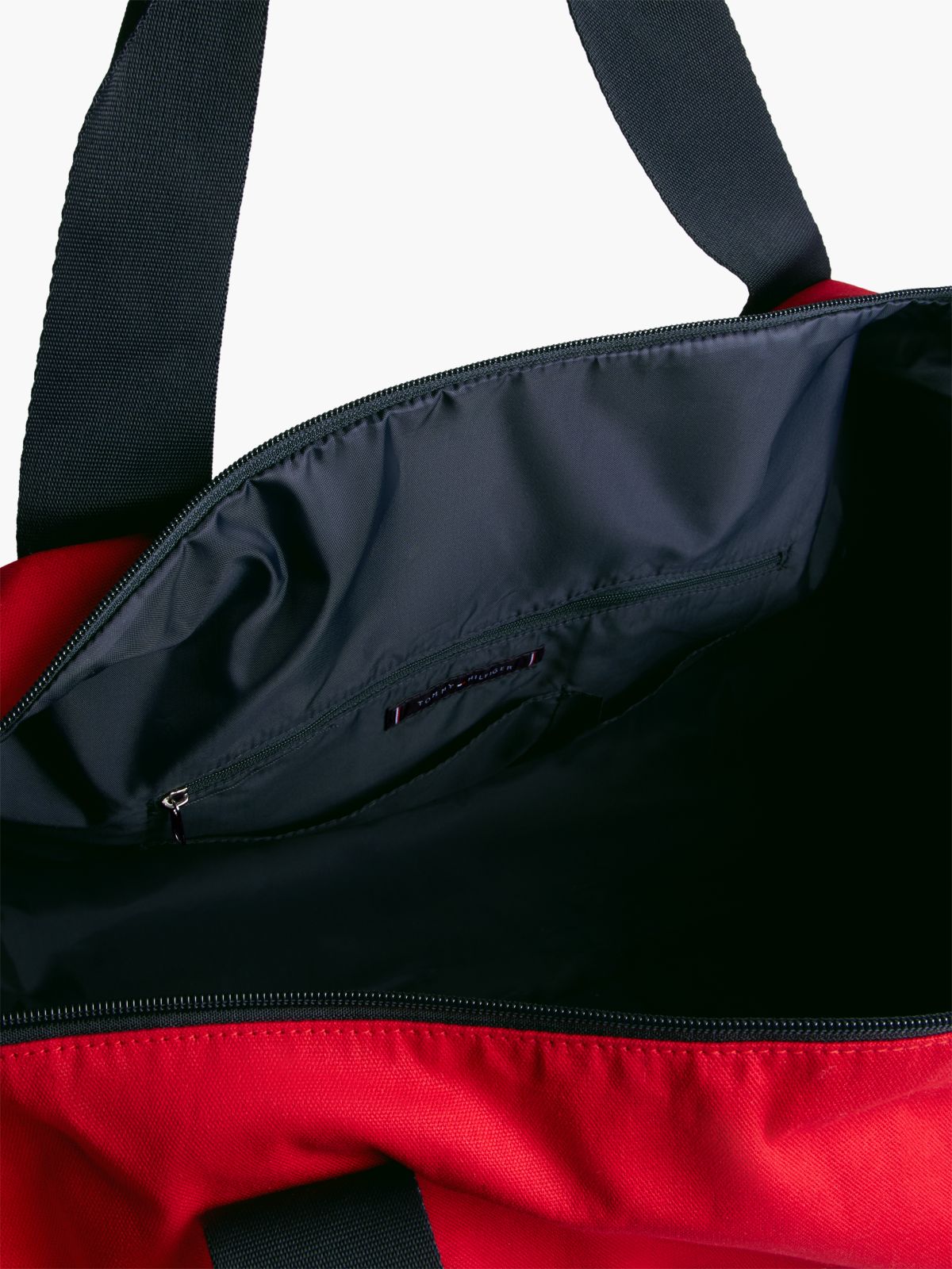 Tommy Logo Colorblock Canvas Duffel Bag — Navy / Red / White