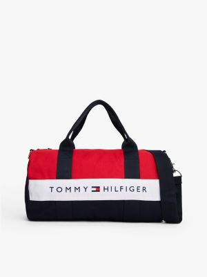 Kids' Canvas Duffle Bag, Navy / Red / White