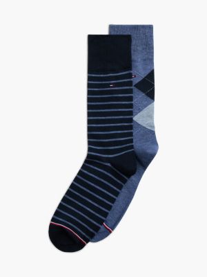 Argyle & Striped Trouser Sock 2-Pack, Faded Indigo Heather/Multi