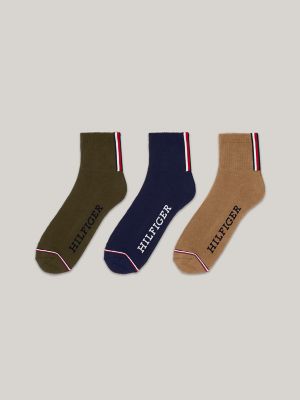 Hilfiger Quarter Top Sock 3-Pack, Pinecone Tan/Multi