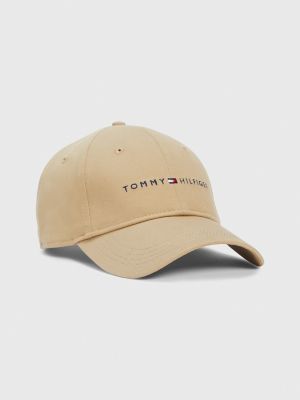 Embroidered Tommy Logo Baseball Cap, Dark Beige