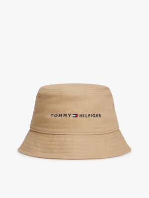 Tommy Logo Bucket Hat, Beige