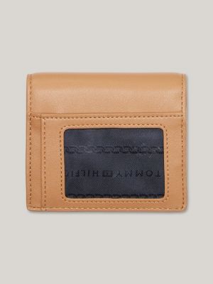 TH Logo Flap Coin Purse and ID Wallet, Basket Brown