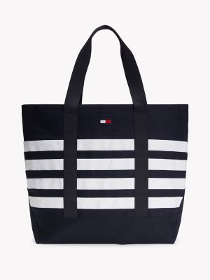Tommy Nautical Stripe Tote Bag, Sky Captain / White