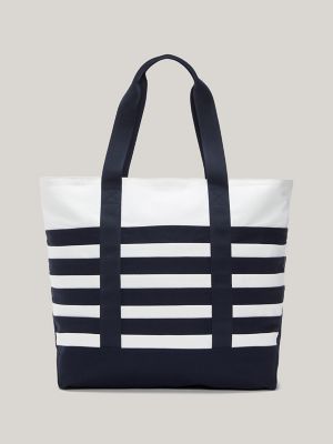 Tommy Nautical Stripe Tote Bag, Navy/White