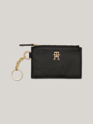 Monogram Zip Coin Purse and ID Wallet, Black