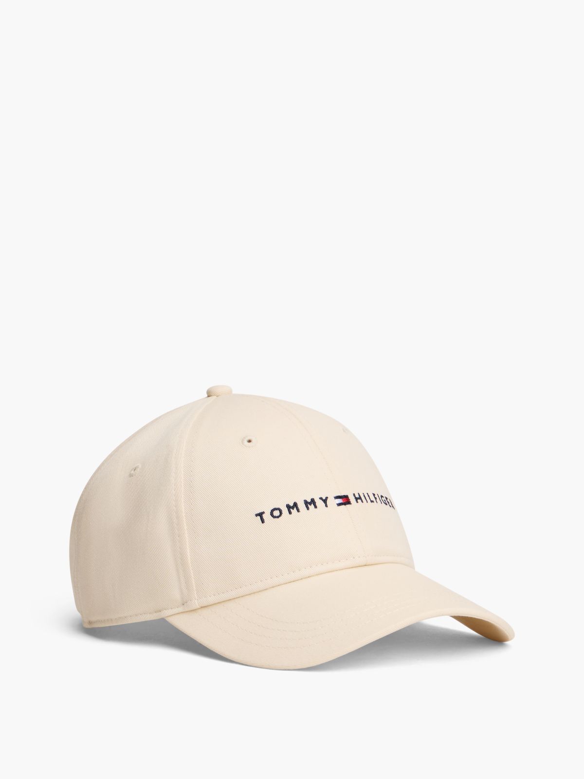 Embroidered Tommy Logo Baseball Cap — Vanilla
