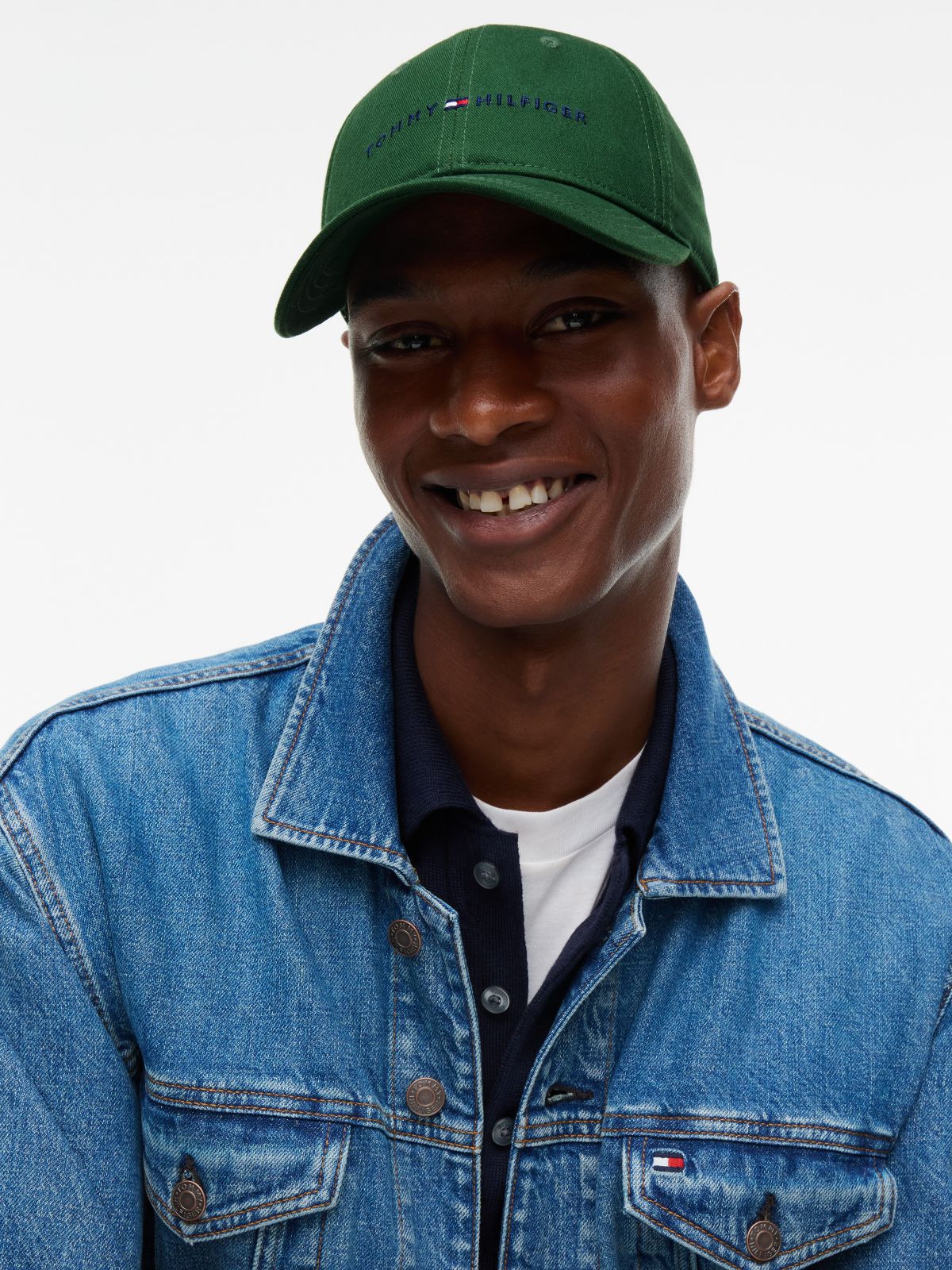 Embroidered Tommy Logo Baseball Cap — Deep Evergreen